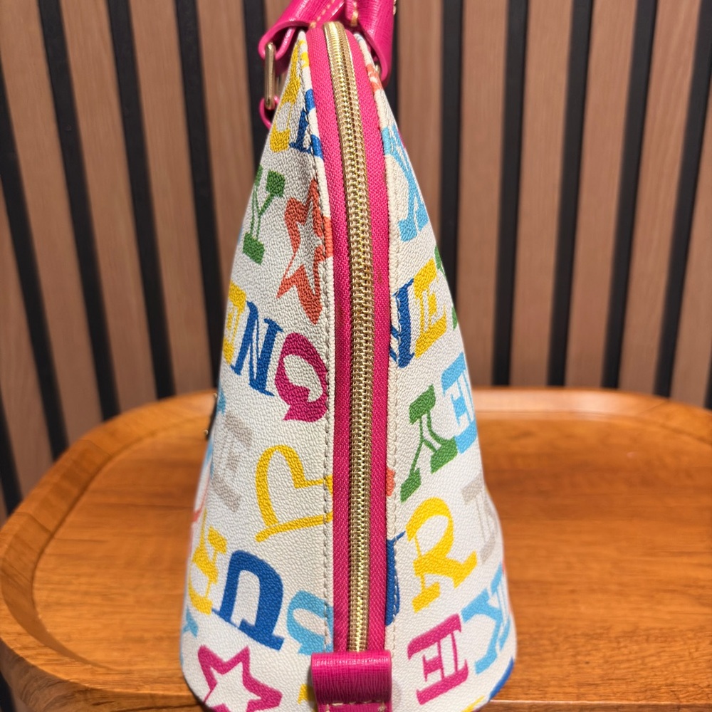 Dooney & Bourke Colorful Lettered Satchel with Pink Accents - Picture 6 of 9